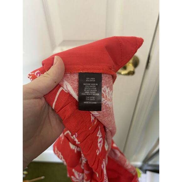 Joie Linen Blend High Rise Tropical Floral Red White Shorts Size 6 Vacation - Picture 5 of 5